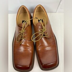 Zota Vero Couio Italian Style Dress Shoes Squared Toe Brown Leather Size 11